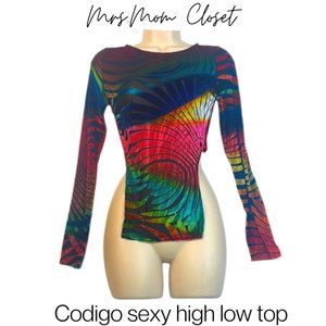 Codigo colorful metallic like multicolor long sleeve fashion  top